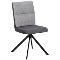 STUHL Webstoff, Mikrofaser Grau, Schwarz  - Hellgrau/Schwarz, KONVENTIONELL, Textil/Metall (47,5/92/59cm) - Cantus