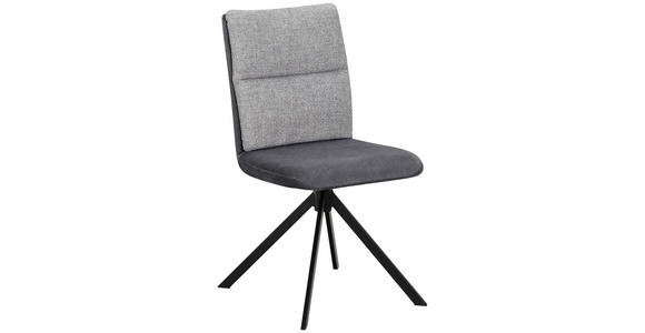 STUHL  in Stahl Webstoff, Mikrofaser Metall, Textil  - Schwarz/Grau, KONVENTIONELL, Textil/Metall (47,5/92/59cm) - Cantus