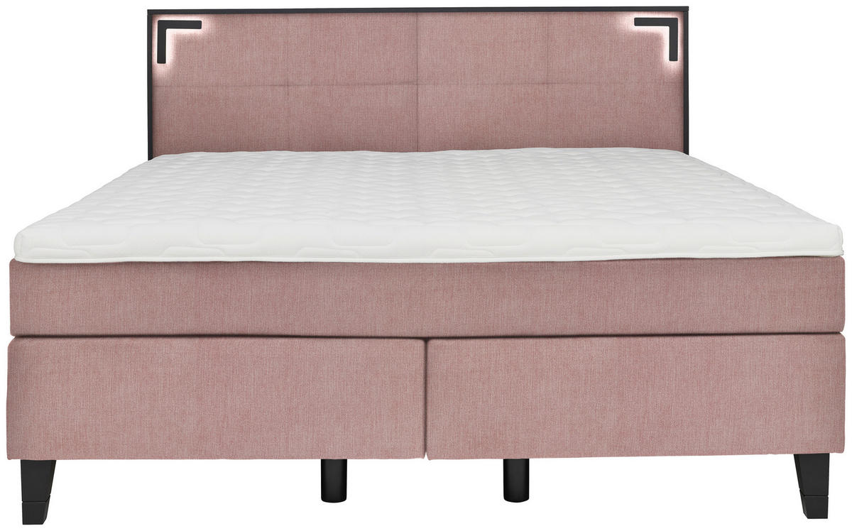 BOXSPRINGBETT 160/200 cm  in Rosa  - Schwarz/Rosa, Design, Holz/Textil (160/200cm) - Hom`in