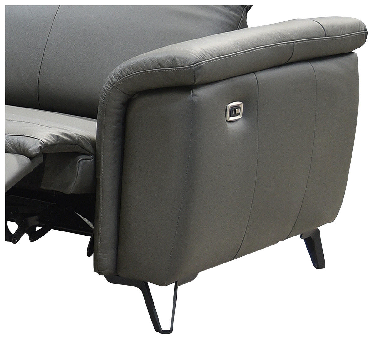 ECKSOFA in Echtleder Dunkelgrau  - Dunkelgrau/Schwarz, Modern, Leder/Holz (240/303cm) - Livetastic
