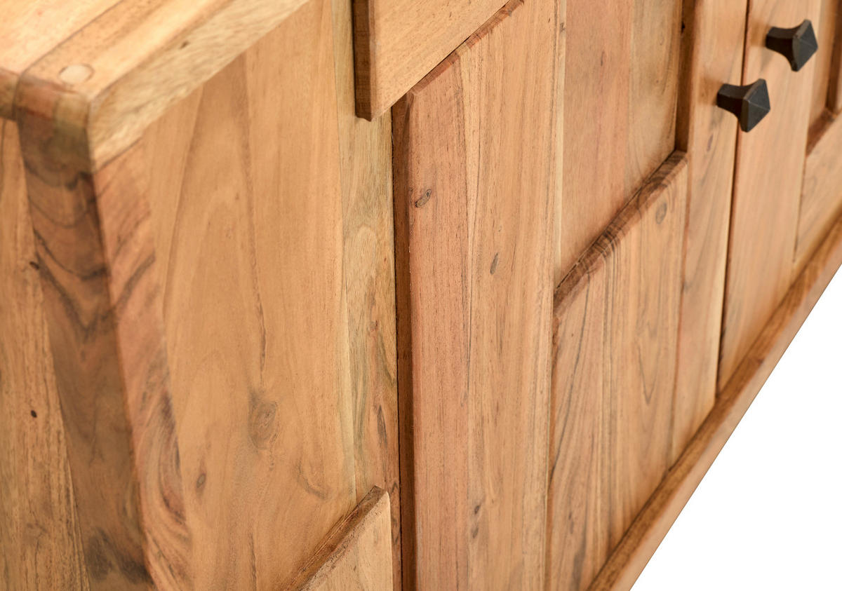 SIDEBOARD 175/80/45 cm  - mörkgrå/akaciefärgad, Natur, metall/trä (175/80/45cm) - MID.YOU