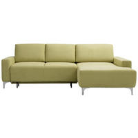 ECKSOFA in Chenille Hellgrün  248/160 cm  - Alufarben/Hellgrün, Design, Textil/Metall (248/160cm) - Sedda
