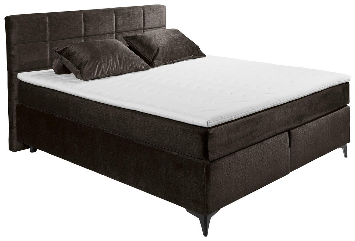 BOXSPRINGBETT 180/200 cm  in Dunkelbraun  - Dunkelbraun/Schwarz, Design, Holzwerkstoff/Kunststoff (180/200cm) - Xora