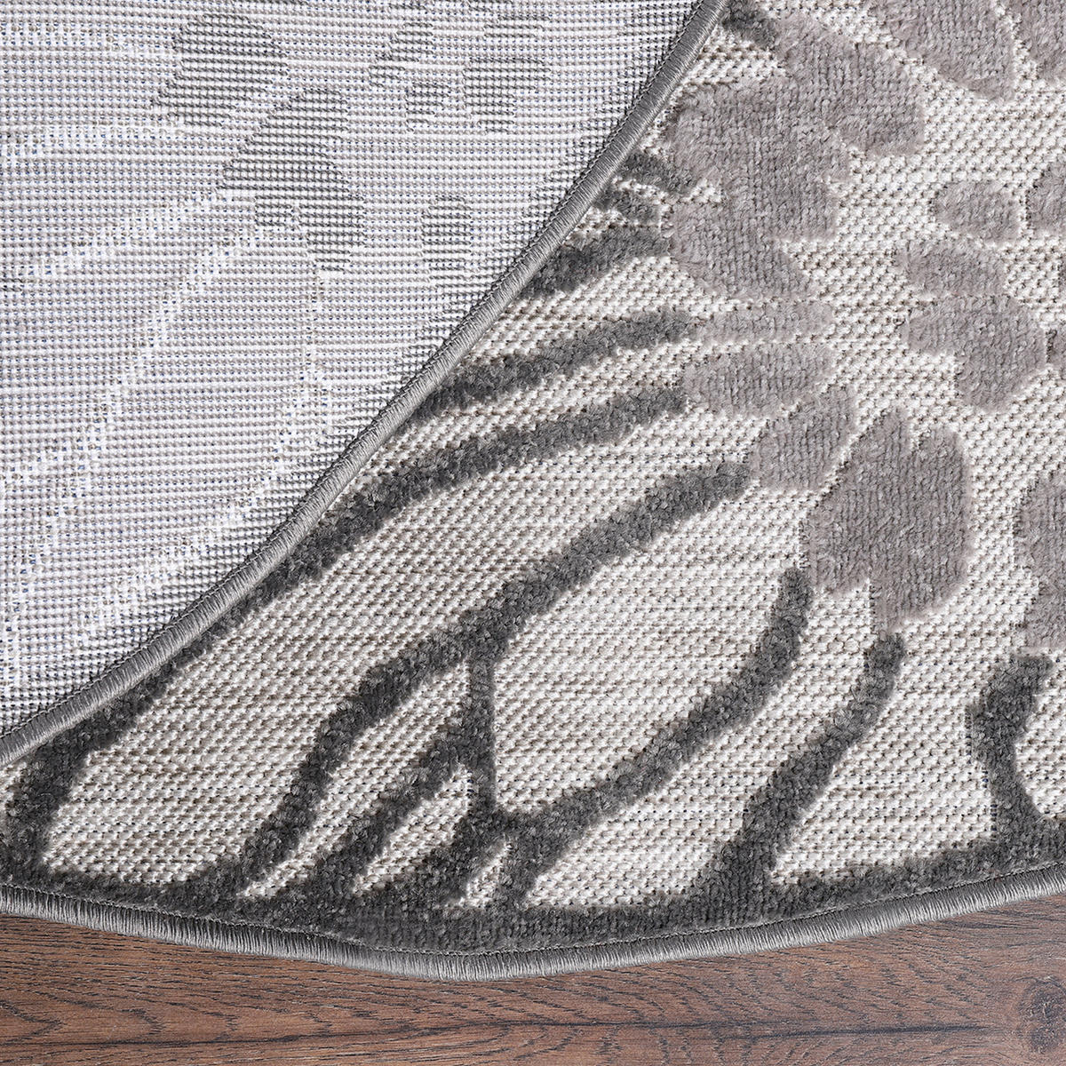 TEPIH ZA UNUTAR./VANJ. UPORAB  120 cm  siva, svijetlo siva  Floral  - siva/svijetlo siva, Lifestyle, tekstil/plastika (120cm)