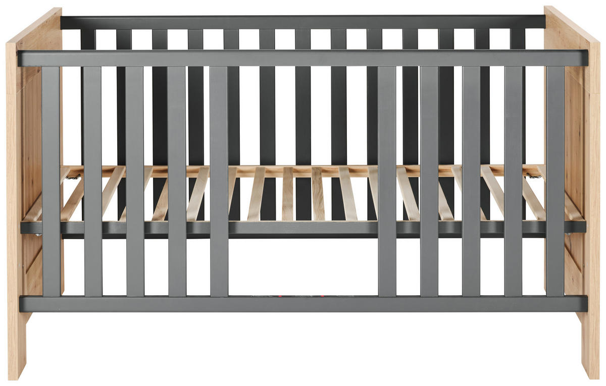 GITTERBETT Clair  144/78/82 cm   - Anthrazit/Eiche Artisan, Basics, Holz/Holzwerkstoff (144/78/82cm) - Jimmylee