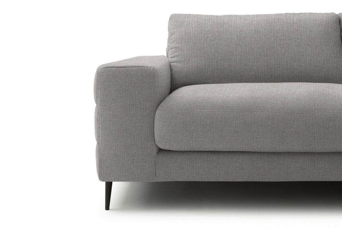ECKSOFA in Flachgewebe Sandfarben  - Sandfarben/Schwarz, Design, Textil/Metall (253/177cm) - Dieter Knoll