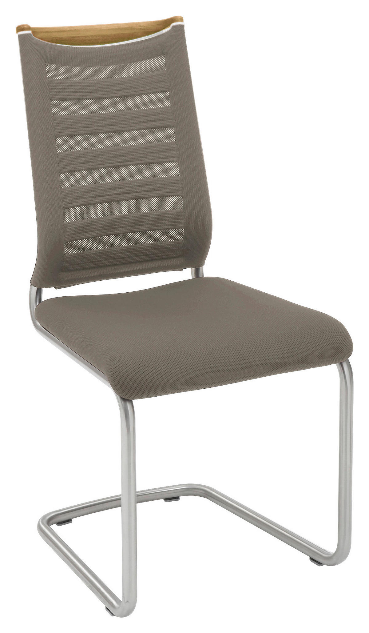 SCHWINGSTUHL  in Flachgewebe, Netz  - Edelstahlfarben/Eichefarben, Design, Holz/Textil (47/99/59cm) - Venjakob