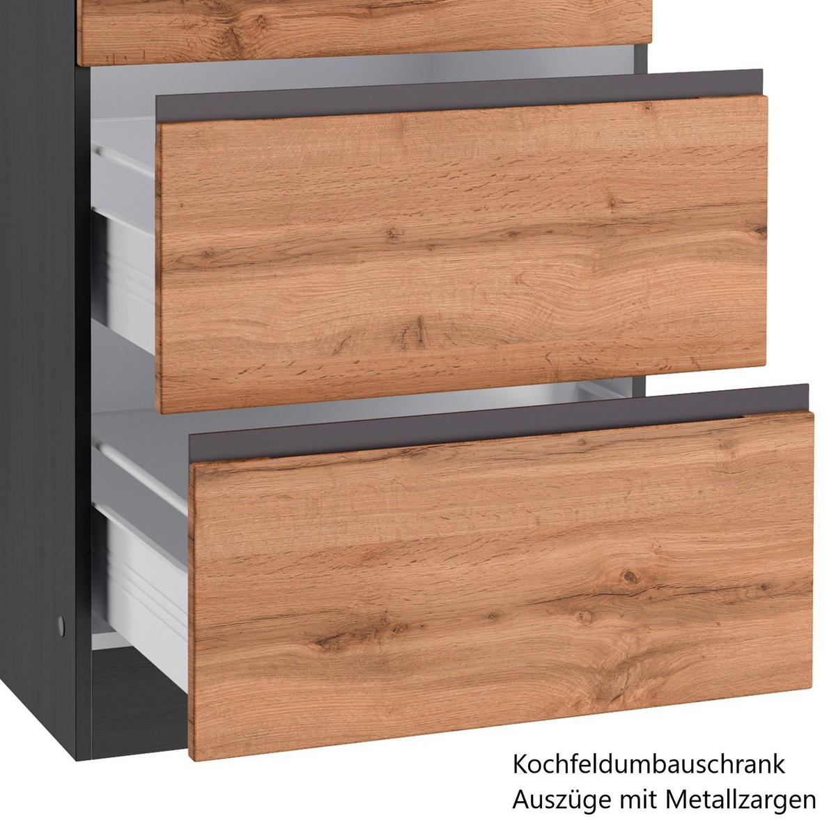 ECKKÜCHE 240/360 cm  in Graphitfarben, Eiche Wotan  - Eiche Wotan/Graphitfarben, Design, Holzwerkstoff (240/360cm) - Held
