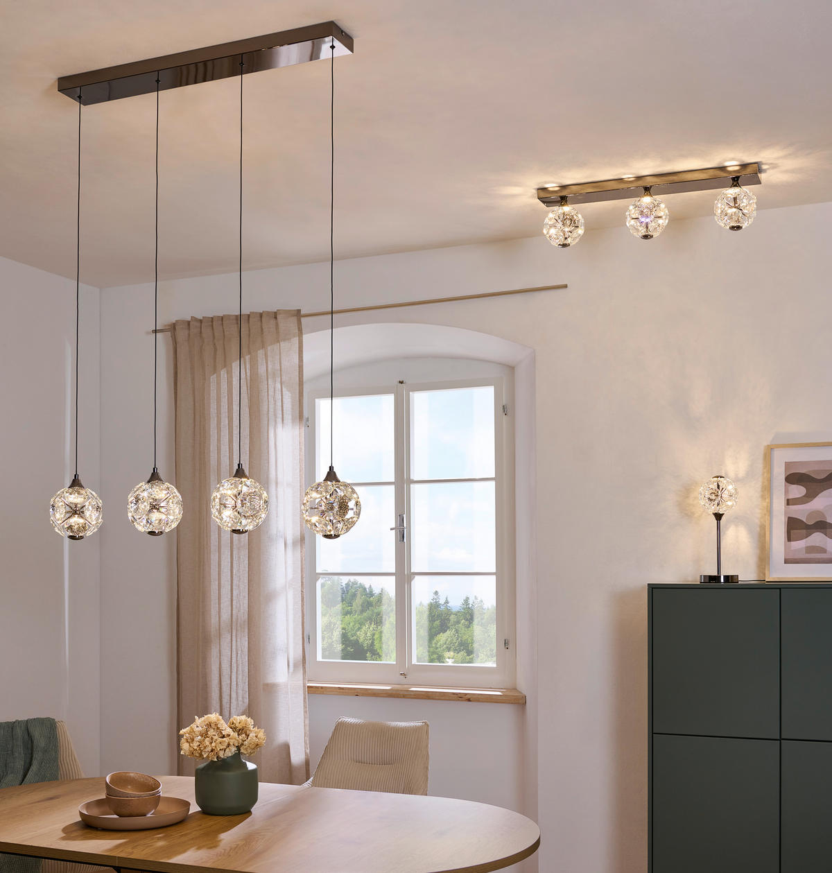 LED-HÄNGELEUCHTE 93/15/150 cm  - Chromfarben, Trend, Glas/Metall (93/15/150cm) - Ambiente