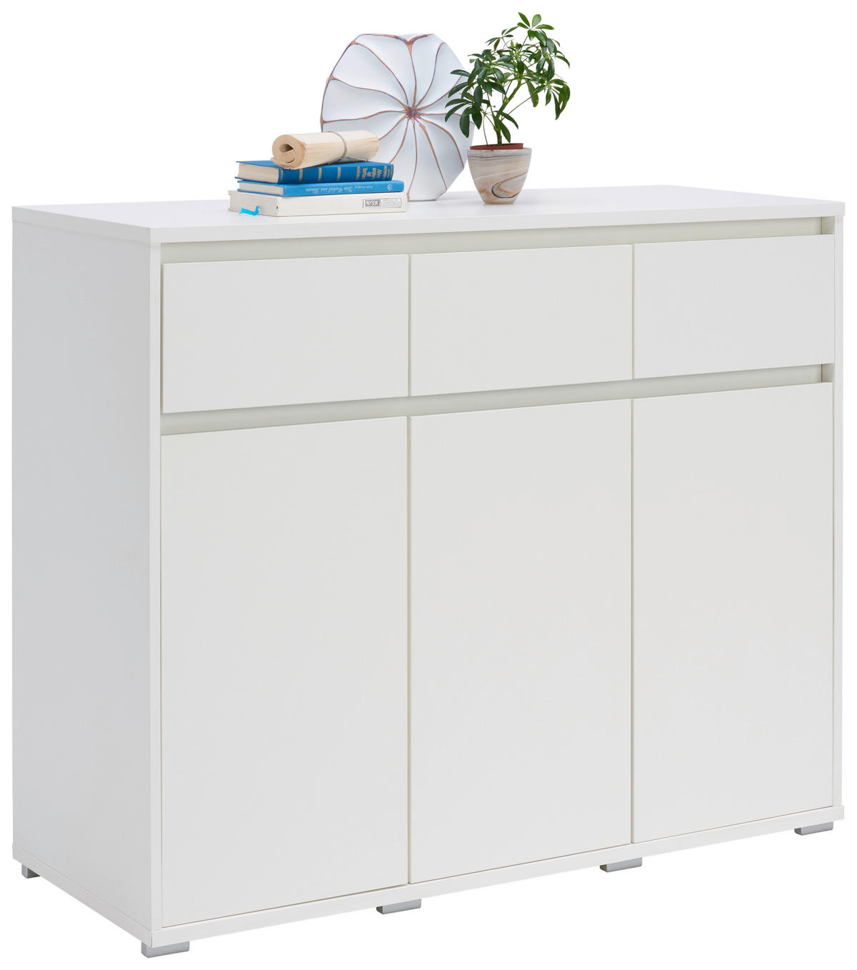 KOMODA, biela, 120/103/48 cm - biela/hliníková, Design, kompozitné drevo/plast (120/103/48cm) - Carryhome