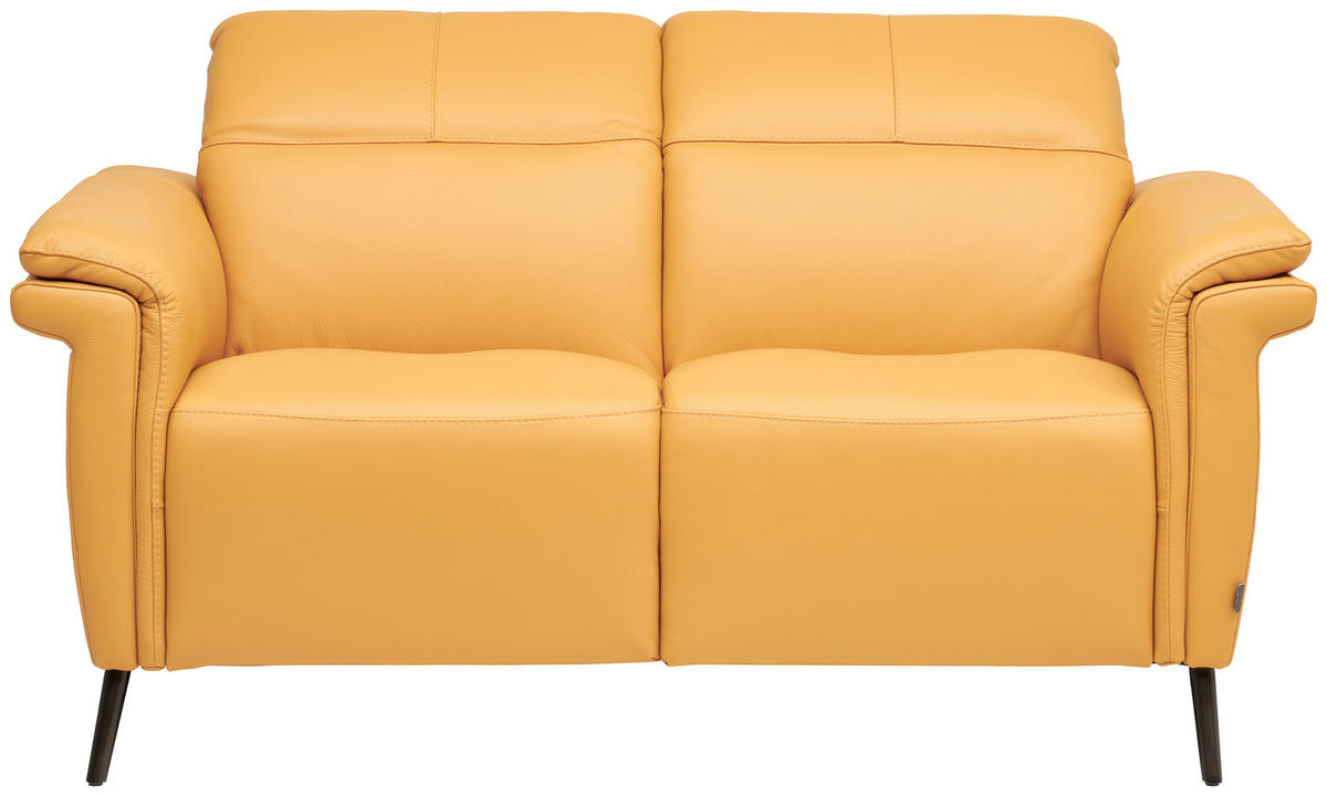 KÉTÜLÉSES KANAPÉ bőr currysárga  - fekete/currysárga, Design, bőr/fém (162/79/104cm) - Emilio Belluti
