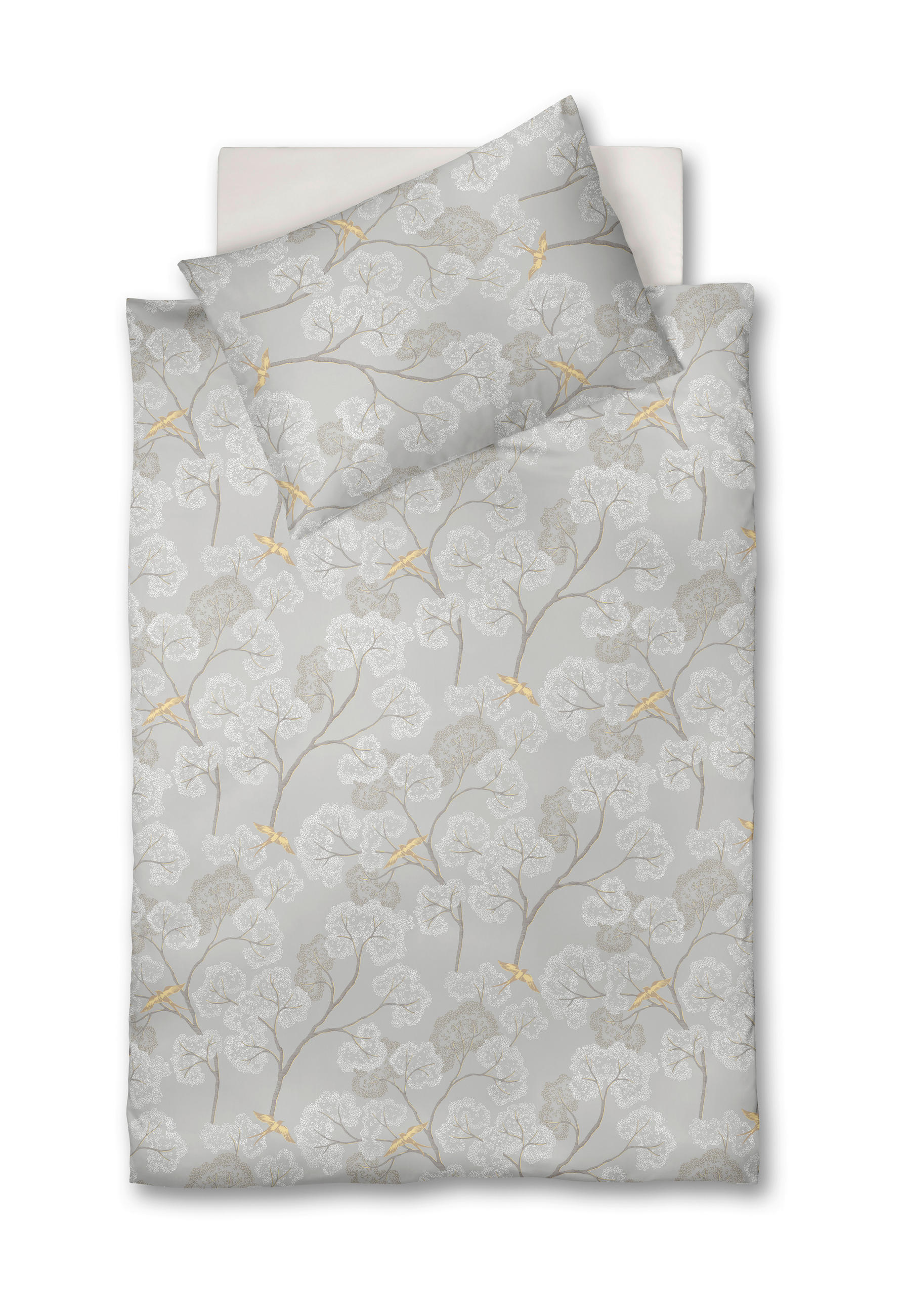 POSTELJNINA MODERN GARDEN B 140/200 cm mako saten svetlo siva, siva  - siva/svetlo siva, Konvencionalno, tekstil (140/200cm) - Fleuresse