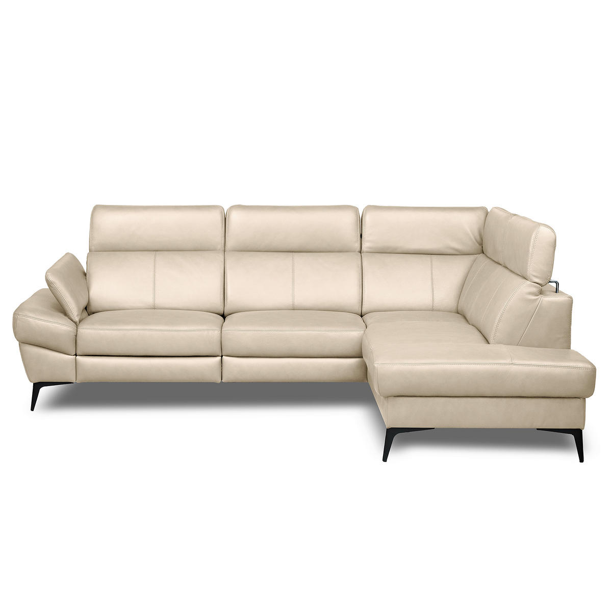ECKSOFA Lederlook Echtleder Grau  - Schwarz/Grau, Design, Leder/Textil (264/211cm) - Livetastic
