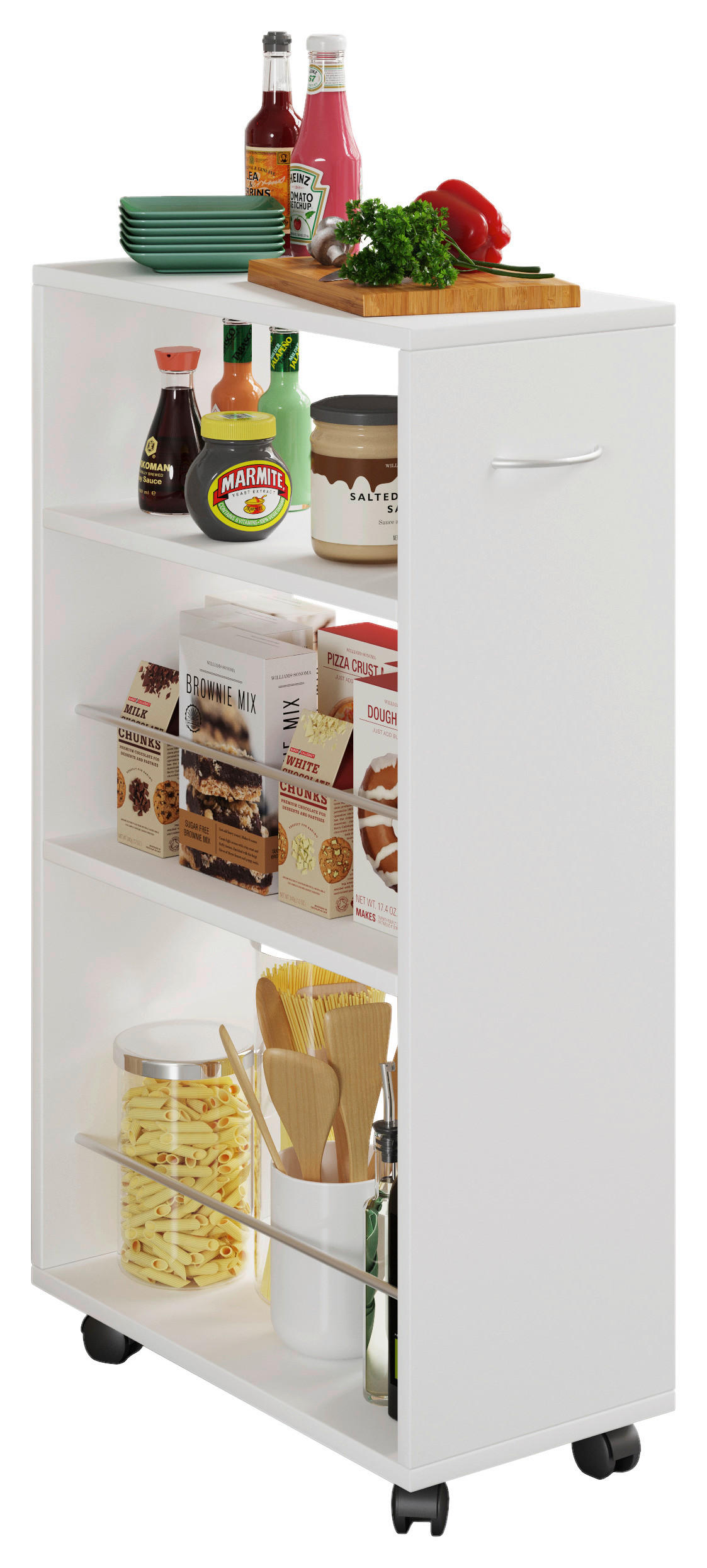 ALLZWECKWAGEN in Weiß  - Weiß, MODERN, Holzwerkstoff/Metall (25/50/85cm) - MID.YOU