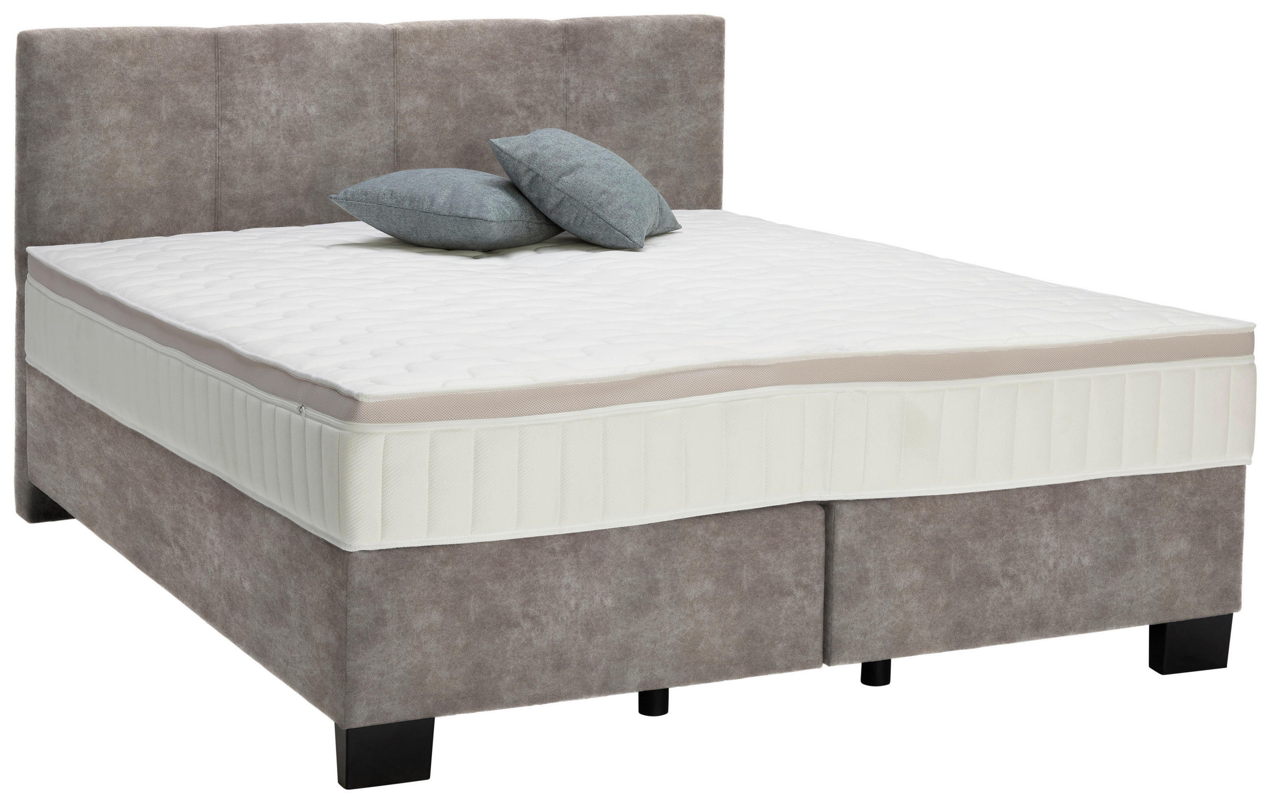 BOXSPRINGBETT 160/200 cm  in Hellgrau  - Hellgrau/Schwarz, Design, Kunststoff/Textil (160/200cm) - Hom`in
