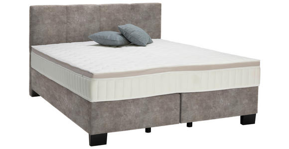 BOXSPRINGBETT 160/200 cm  in Hellgrau  - Hellgrau/Schwarz, Design, Kunststoff/Textil (160/200cm) - Hom`in