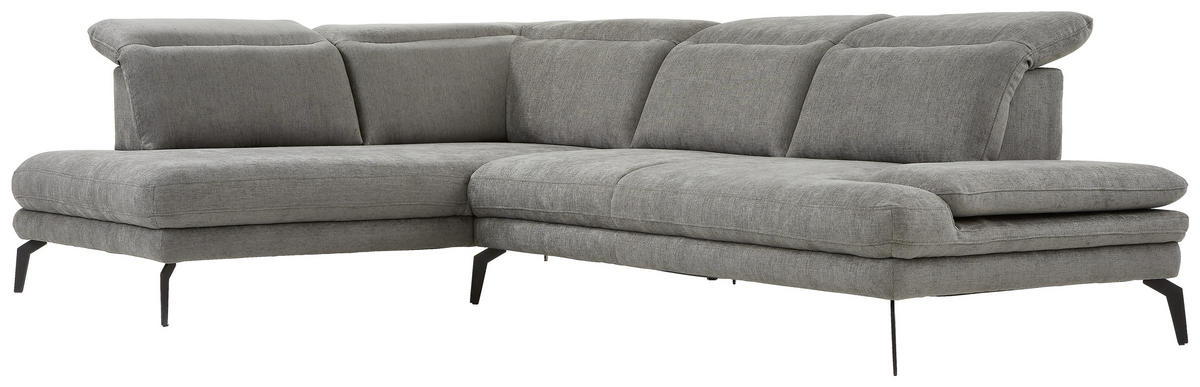 ECKSOFA in Webstoff Dunkelgrau  - Dunkelgrau/Schwarz, Design, Textil/Metall (197/293cm) - Stylife