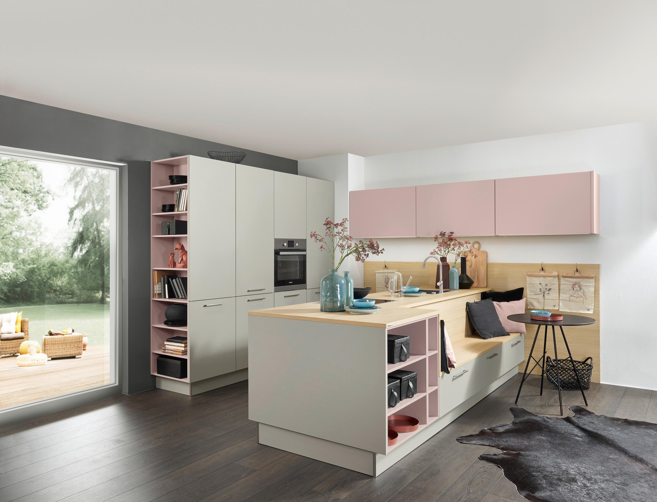 EINBAUKÜCHE MANHATTAN UNI  - Eichefarben/Rosa, Design, Holzwerkstoff - Nolte Küchen