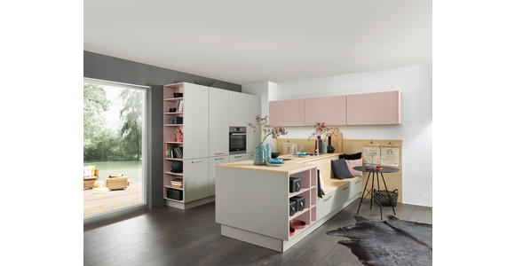 EINBAUKÜCHE   - Eichefarben/Rosa, Design, Holzwerkstoff - Dieter Knoll