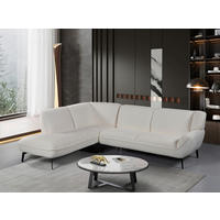 ECKSOFA Creme Bouclé  - Creme/Schwarz, MODERN, Textil/Metall (175/200cm) - MID.YOU