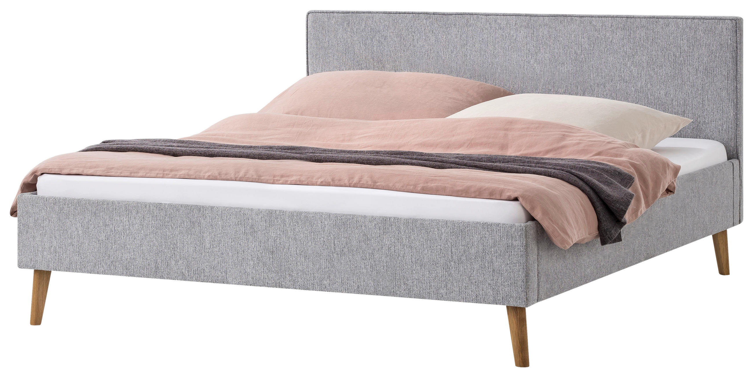 POLSTERBETT Grau 180/200 cm  - Eichefarben/Grau, Basics, Holz/Textil (180/200cm) - Boxxx
