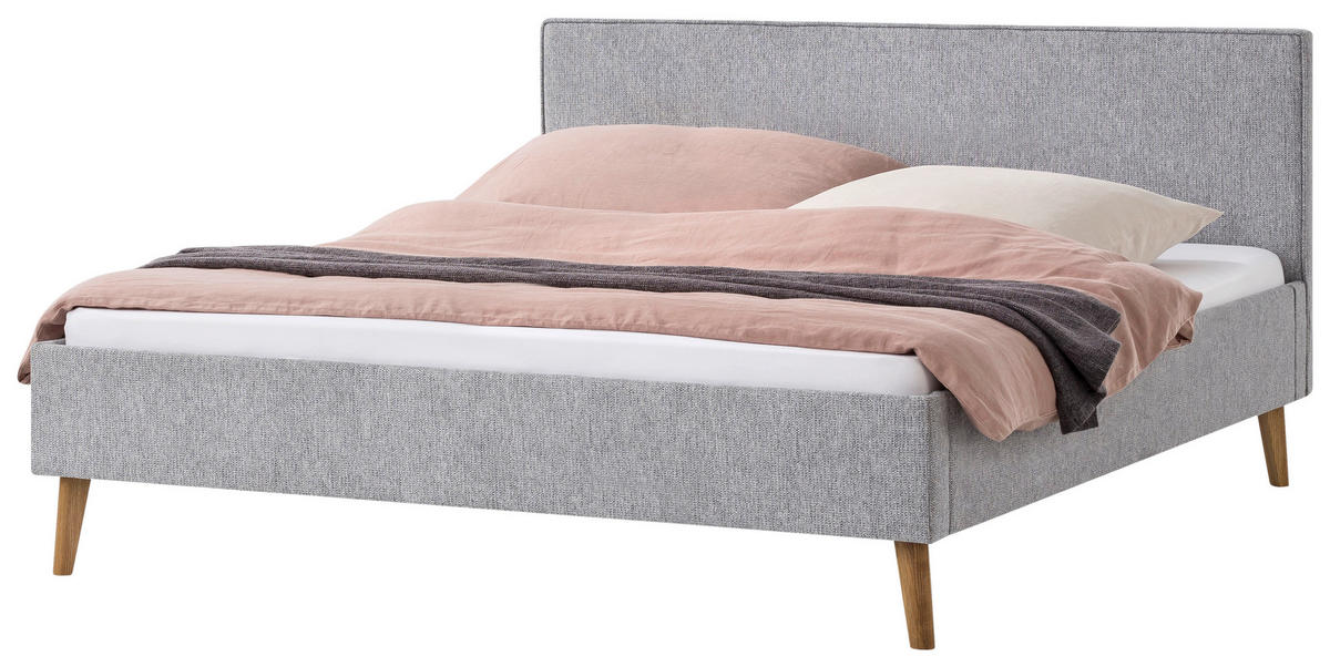 POLSTERBETT 180/200 cm  in Grau  - Eichefarben/Grau, Basics, Holz/Textil (180/200cm) - Boxxx