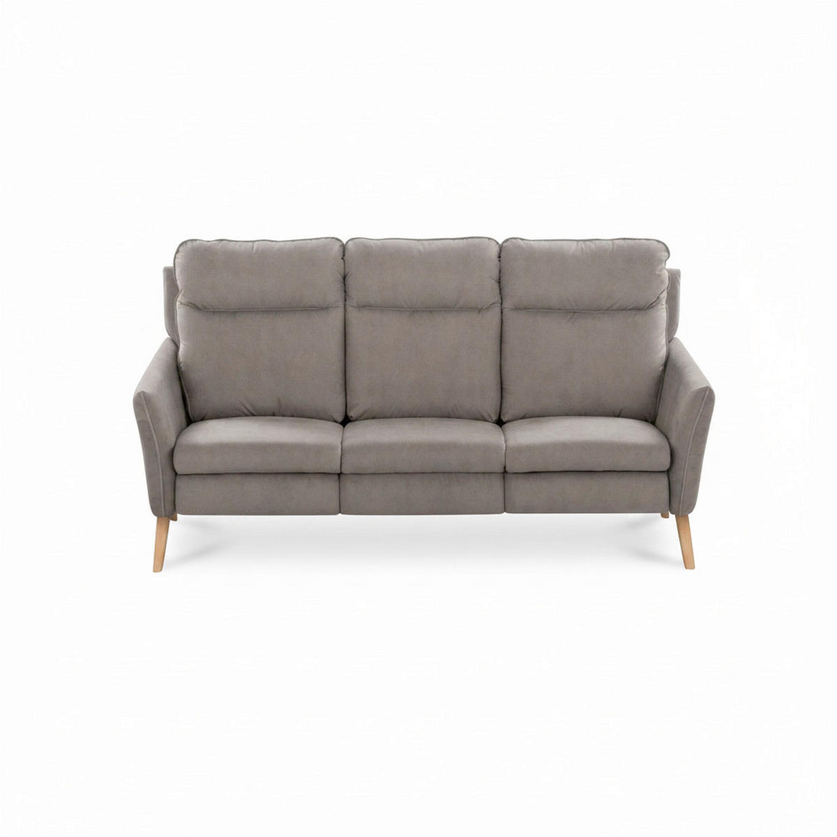 3-SITZER-SOFA  in Mikrofaser Taupe Skandinavisch, Modern  - Taupe/Buchefarben, Design, Holz/Textil (202cm) - Livetastic