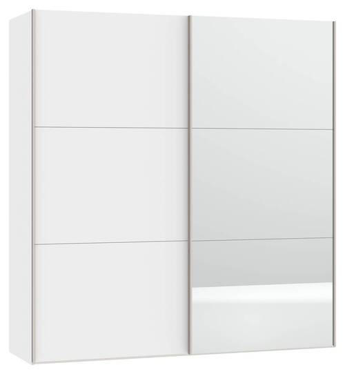 SCHWEBETÜRENSCHRANK 203/215/65 cm 2-türig Weiß  - Edelstahlfarben/Weiß, Design, Glas/Holzwerkstoff (203/215/65cm) - Boxxx