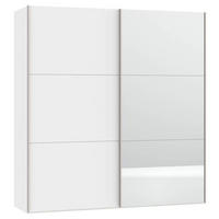 SCHWEBETÜRENSCHRANK 203/215/65 cm 2-türig Weiß  - Edelstahlfarben/Weiß, Design, Glas/Holzwerkstoff (203/215/65cm) - Boxxx