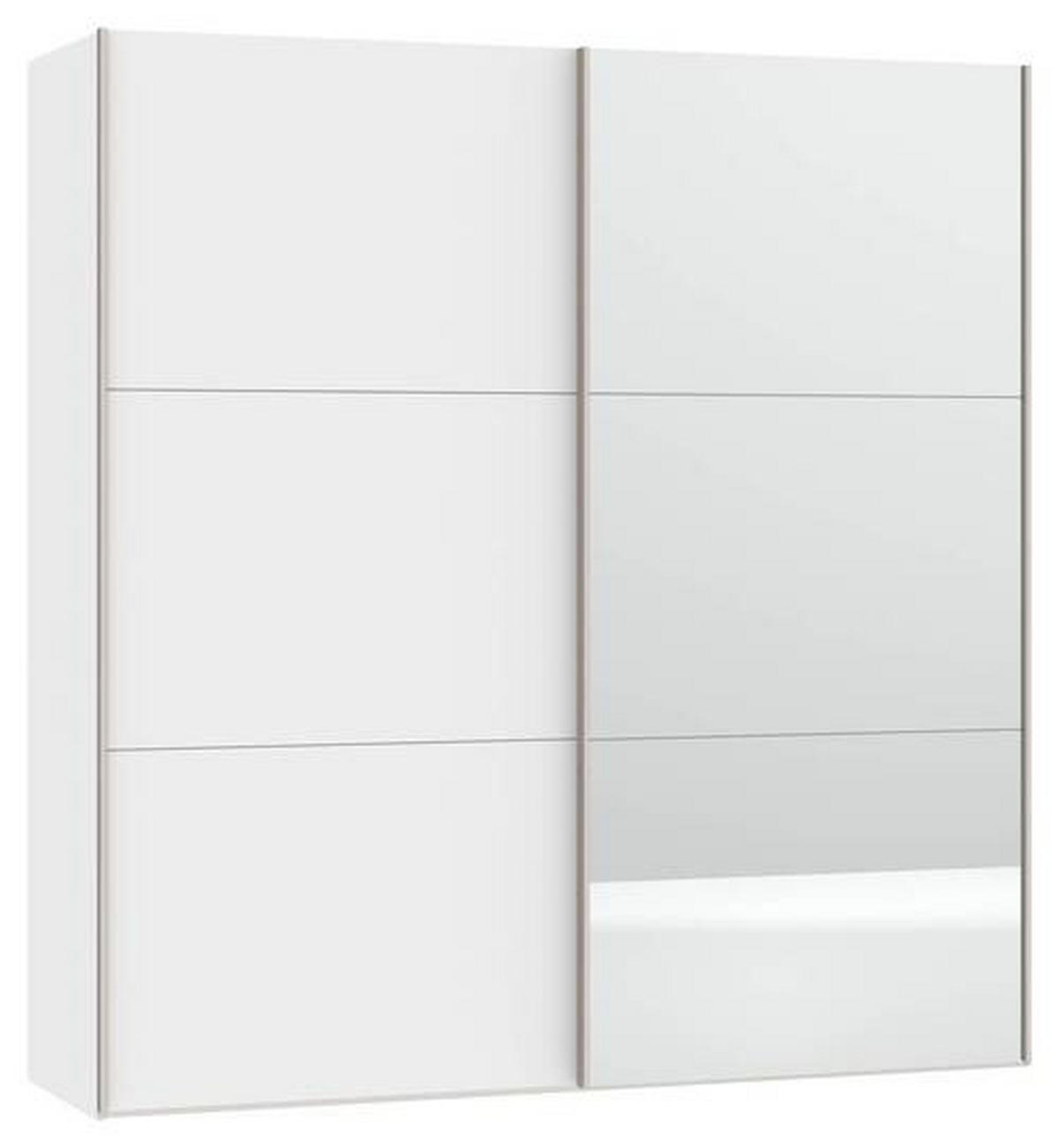 SCHWEBETÜRENSCHRANK 203/215/65 cm 2-türig Weiß  - Edelstahlfarben/Weiß, Design, Glas/Holzwerkstoff (203/215/65cm) - Boxxx