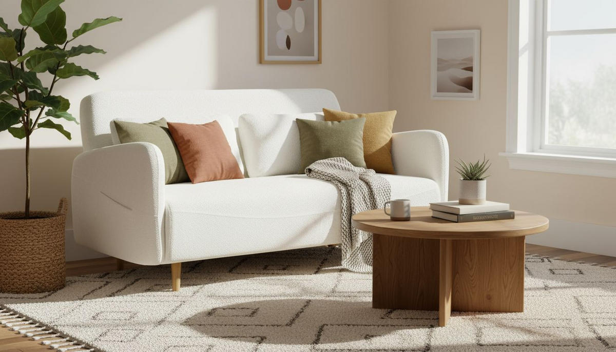 SCHLAFSOFA Teddystoff Weiß  - Naturfarben/Weiß, MODERN, Holz/Textil (158/80/90cm) - MID.YOU