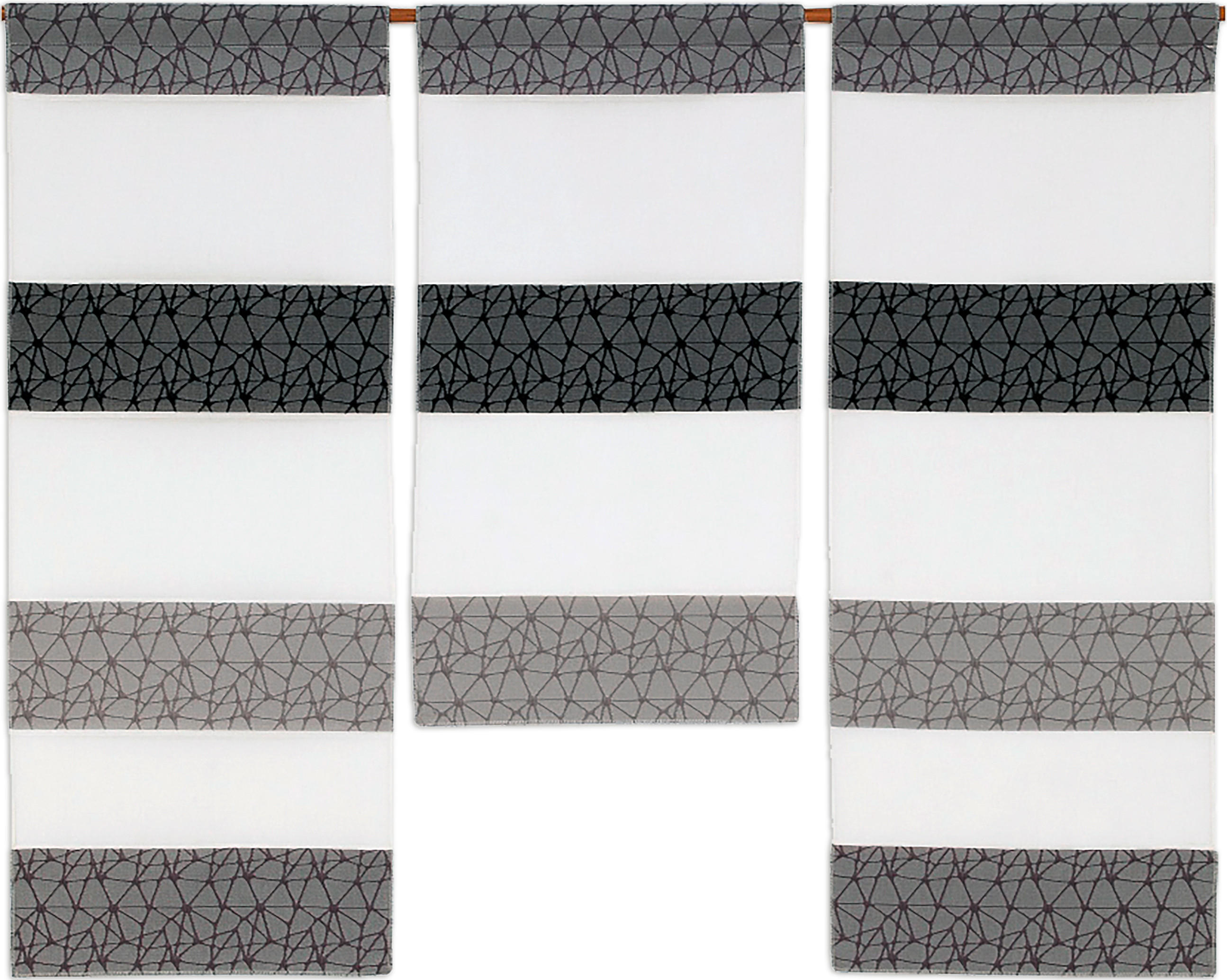 KURZGARDINE 3ER SET   90/80 cm   - Hellgrau/Weiß, Design, Textil (90/80cm)