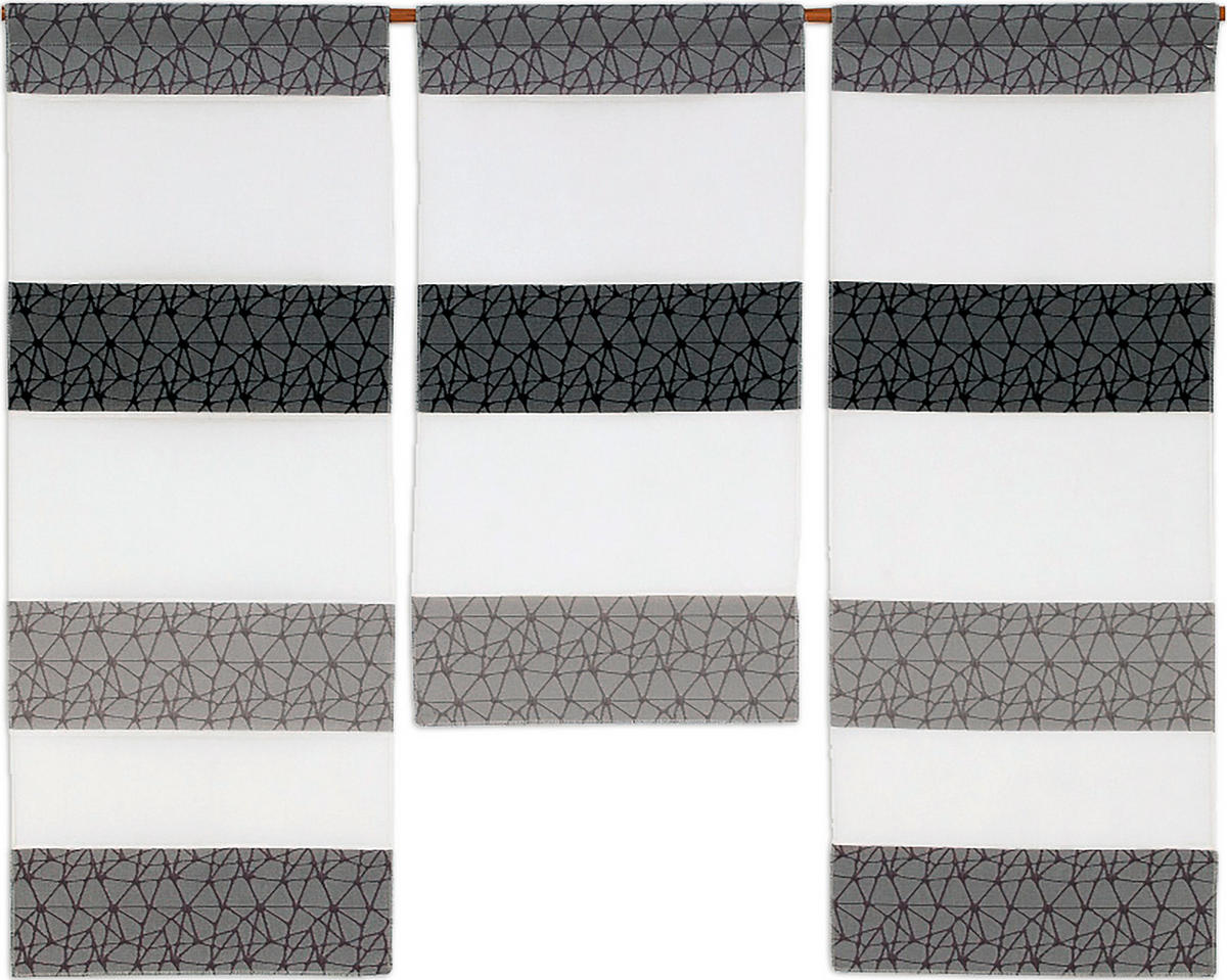 KURZGARDINE 3ER SET   90/80 cm   - Hellgrau/Weiß, Design, Textil (90/80cm)