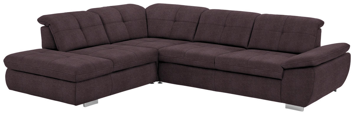 ECKSOFA in Mikrofaser Dunkelbraun  260/318 cm  - Dunkelbraun/Silberfarben, Design, Textil/Metall (260/318cm) - Beldomo Speed