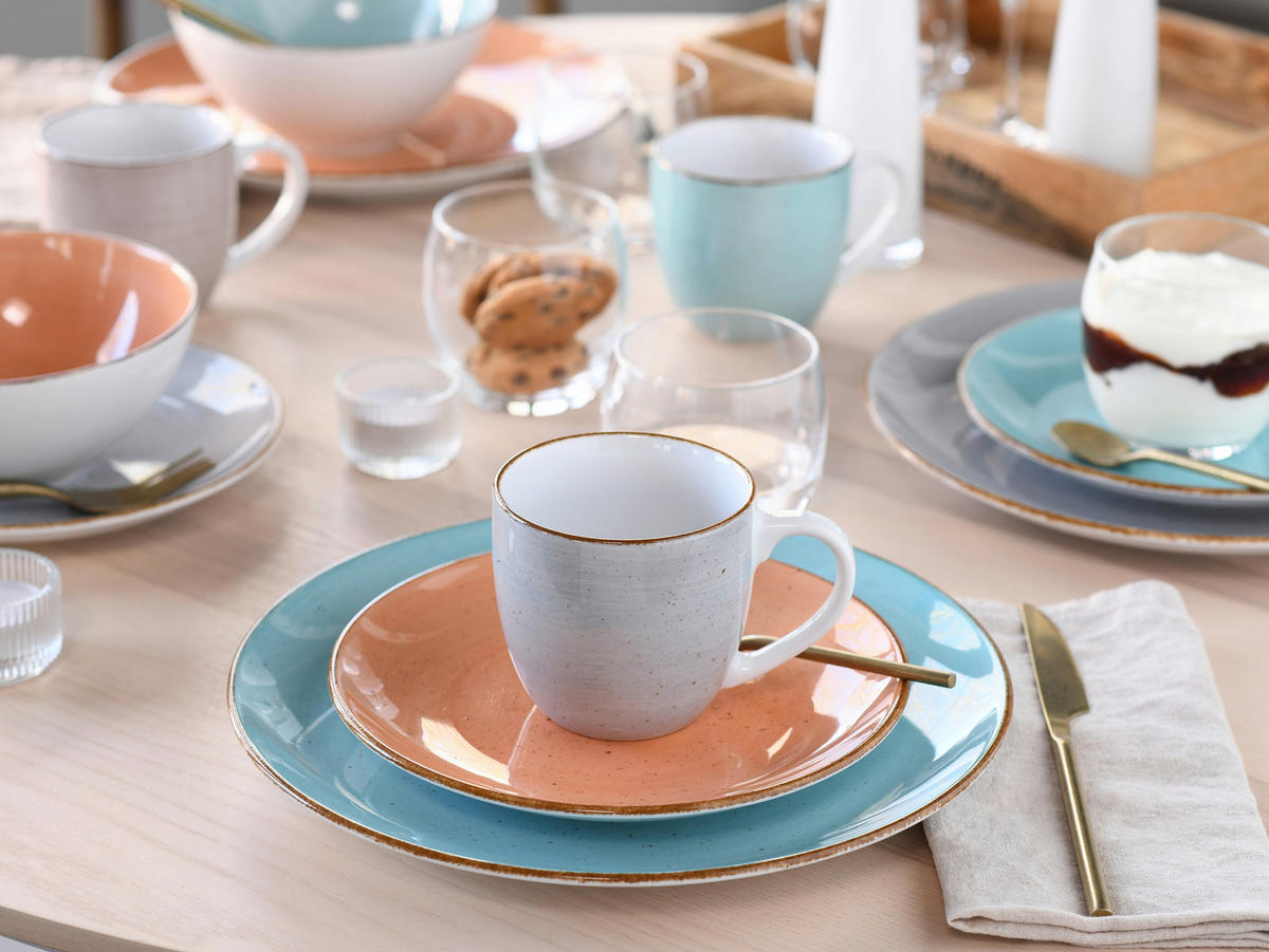 TAFELSERVICE Vintage Nature Bunt 12-teilig  - Graubraun/Orange, Basics, Keramik - Creatable