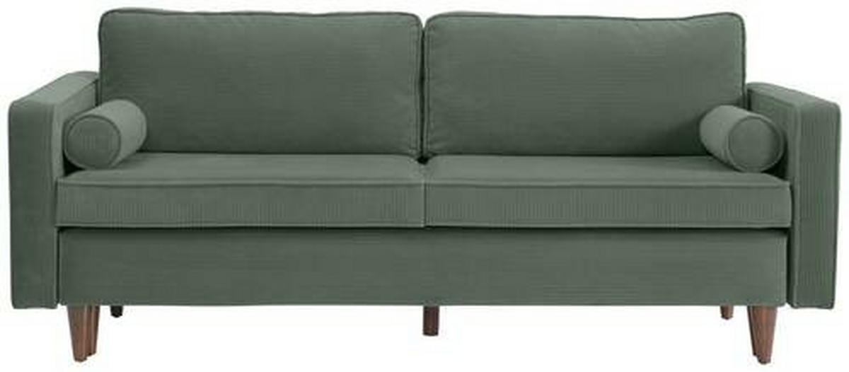 SCHLAFSOFA Cord Grün  - Buchefarben/Grün, MODERN, Holz/Textil (208/78/96cm) - Livetastic