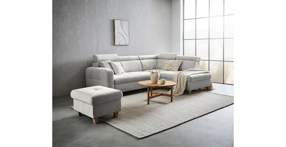 ECKSOFA inkl. Funktionen Grau Samt - Grau, Natur, Holz/Textil (261/206cm) - Venda