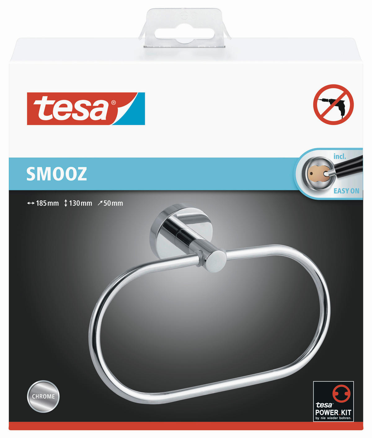 HANDTUCHHALTER Chromfarben  - Chromfarben, Basics, Metall (18,5/5/13cm) - Tesa