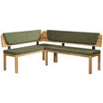 ECKBANK 171/248 cm Webstoff Grün, Eichefarben Eiche vollmassiv   - Eichefarben/Grün, KONVENTIONELL, Holz/Textil (171/248cm) - Linea Natura