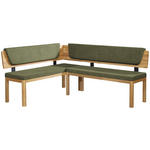 ECKBANK 155/195 cm Webstoff Grün, Eichefarben Eiche vollmassiv   - Eichefarben/Grün, KONVENTIONELL, Holz/Textil (155/195cm) - Linea Natura