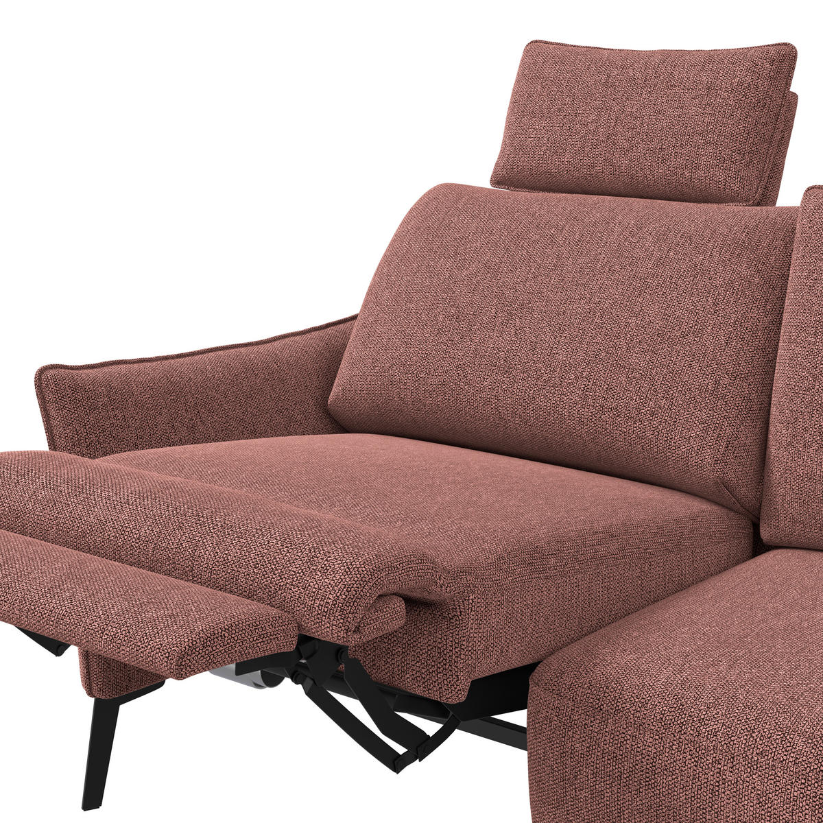 3-SITZER-SOFA Chenille Bordeaux  - Bordeaux/Schwarz, Konventionell, Textil/Metall (184/90/92cm) - Elegando