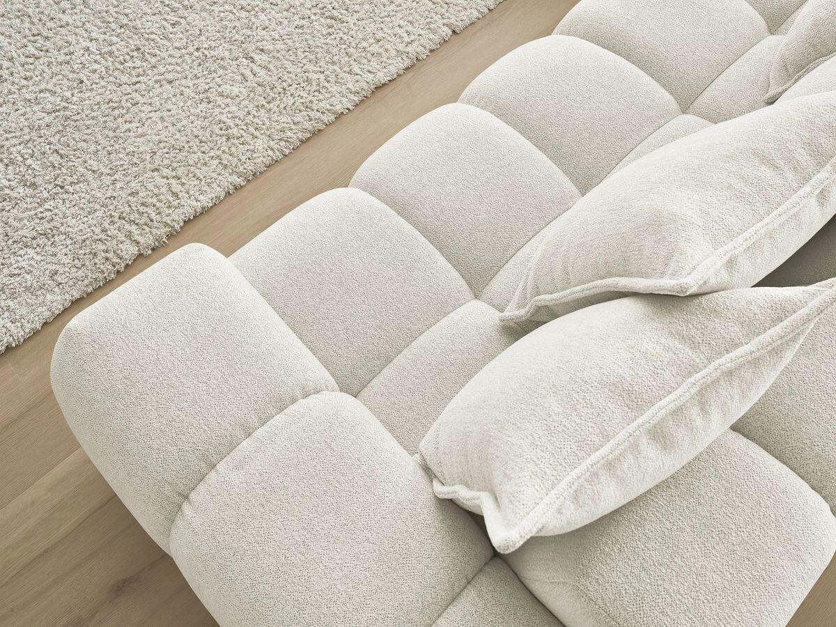 ECKSOFA Ottomane links  EVEREST Weiß Flachgewebe  - Schwarz/Weiß, MODERN, Kunststoff/Textil (210/352cm) - Livetastic