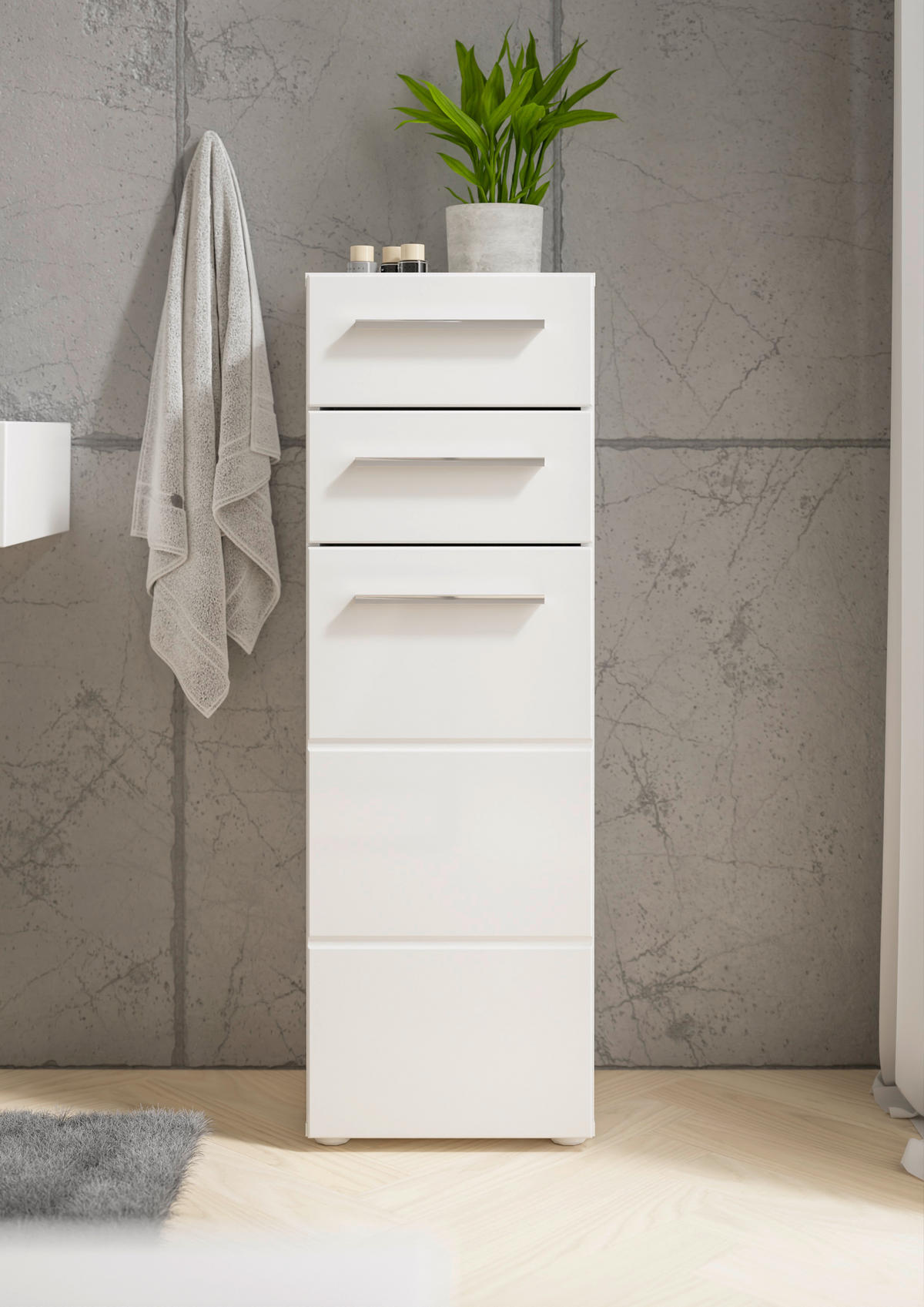 HIGHBOARD  in 34/104/31 cm  - Weiss Hochglanz/Chromfarben, Modern, Holzwerkstoff/Kunststoff (34/104/31cm) - MID.YOU