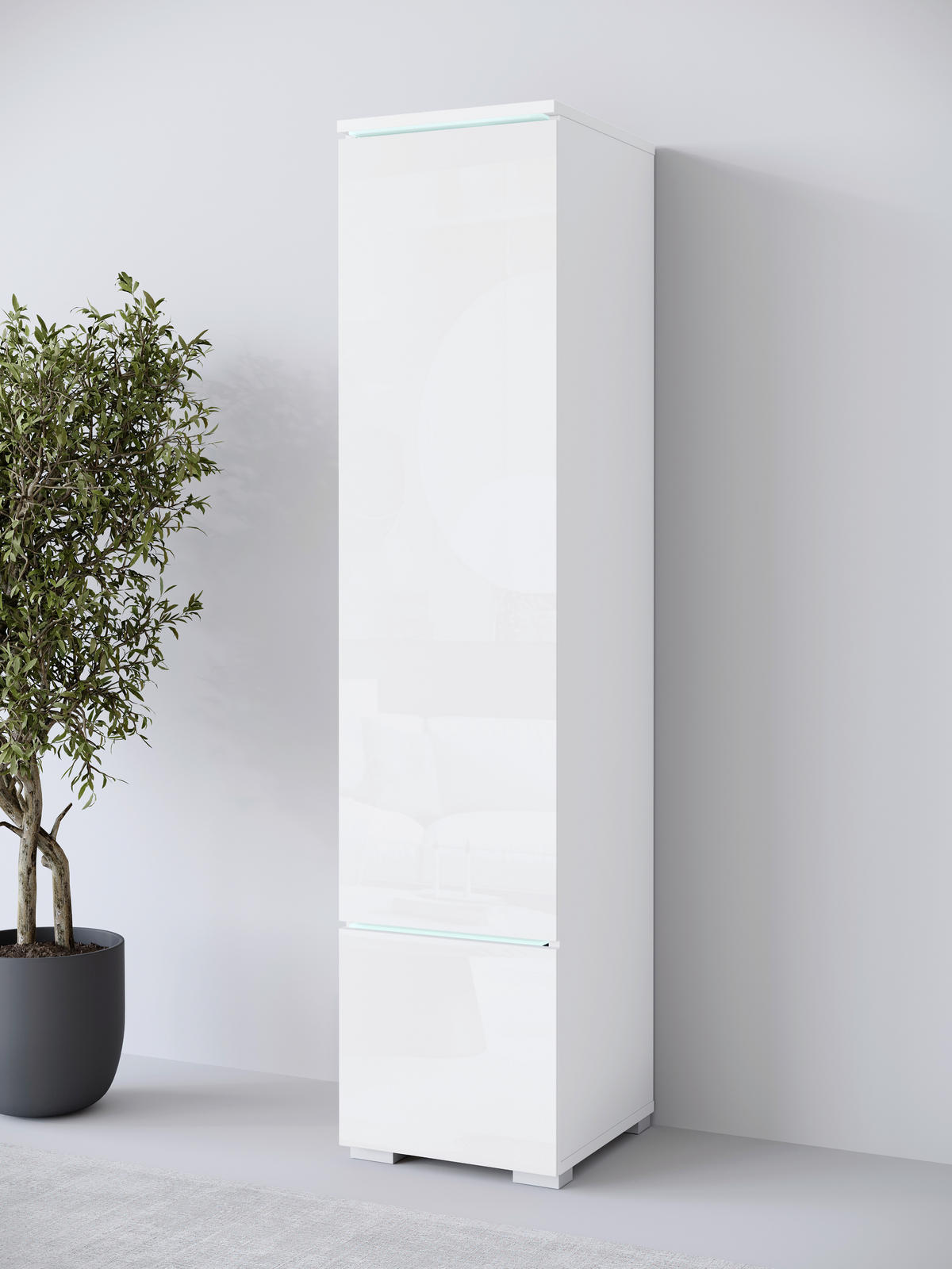 HOCHSCHRANK 30/130/33 cm  - Weiß Hochglanz/Weiß, Design, Holzwerkstoff/Kunststoff (30/130/33cm) - Livetastic