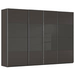 SCHWEBETÜRENSCHRANK  in Graphitfarben, Schwarz  - Chromfarben/Graphitfarben, KONVENTIONELL, Glas/Holzwerkstoff (316/223/68cm) - Novel