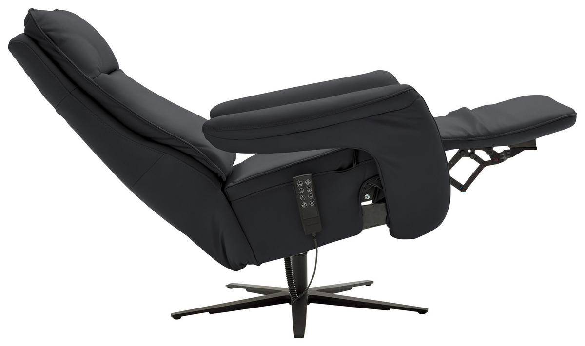 RELAXSESSEL in Leder Anthrazit  - Anthrazit/Schwarz, Design, Leder/Metall (83/116/87cm) - Valdera