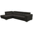 ECKSOFA in Chenille Braun  - Chromfarben/Braun, Design, Textil (207/301cm) - Xora