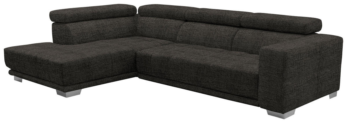 ECKSOFA in Chenille Braun  - Chromfarben/Braun, Design, Textil (207/301cm) - Xora