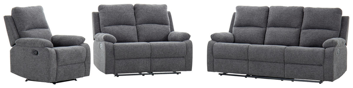 SITZGARNITUR VERONA Leinenoptik Dunkelgrau  - Dunkelgrau/Schwarz, Design, Kunststoff/Textil (84,5/133,5/100,5/92cm) - Livetastic