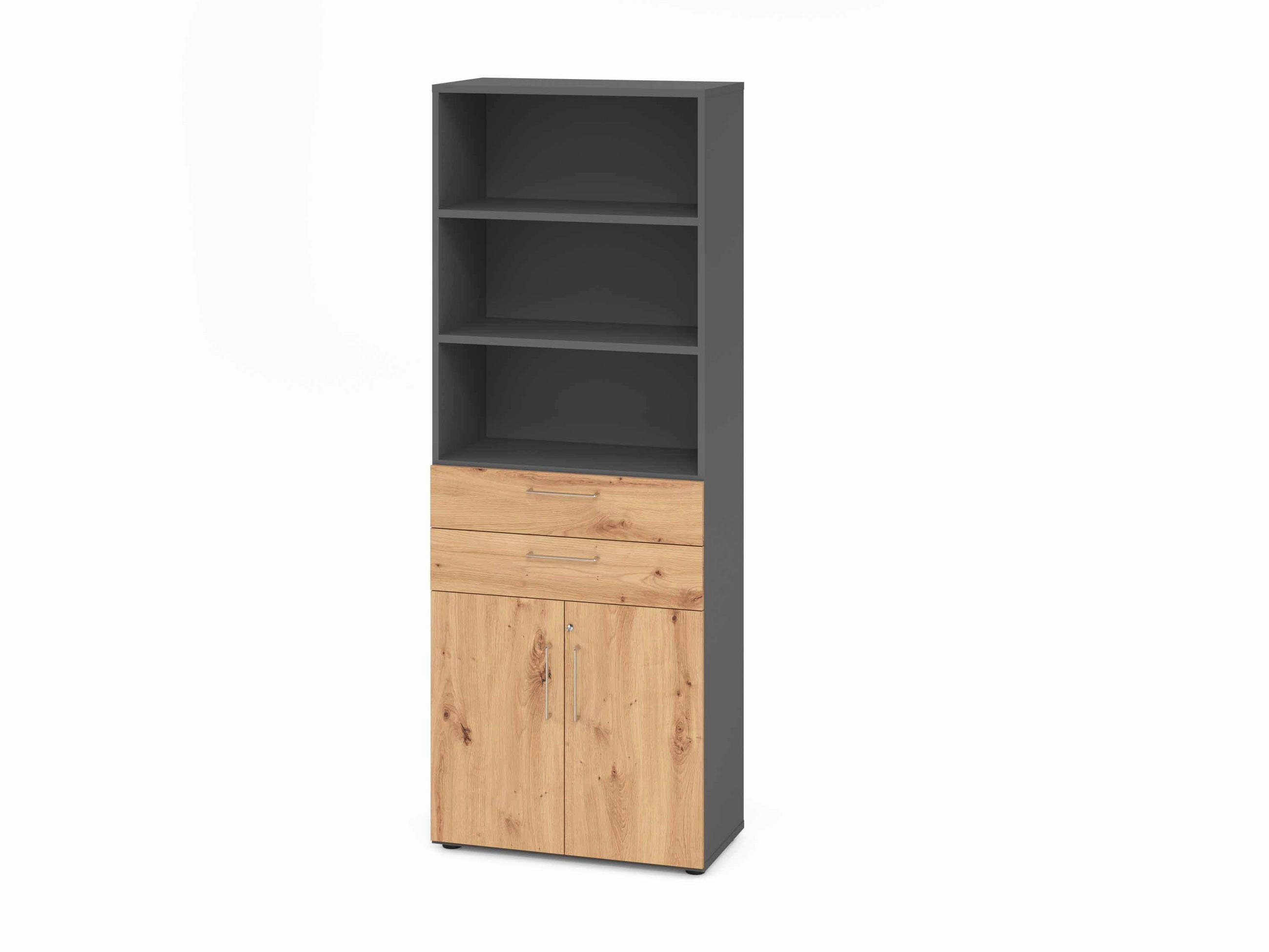 AKTENSCHRANK Graphitfarben, Eiche dunkel  - Eiche dunkel/Graphitfarben, Basics, Holzwerkstoff (80/215,6/41,7cm) - Venda